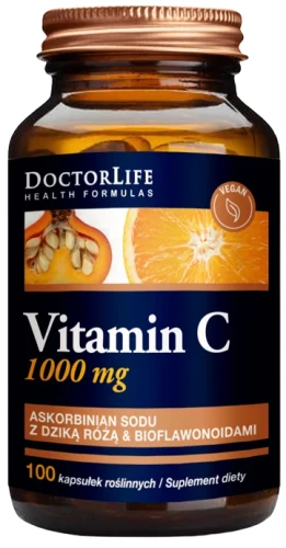 Vitamin C 1000 mg z Dziką Różą &amp; Bioflawonoidami 100kap, Doctor Life.webp
