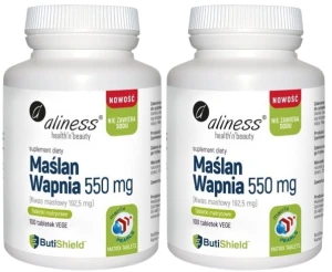 Zestaw 2x Maślan wapnia 550 mg (bez sodu) x 100 tab. matrycowych, Aliness