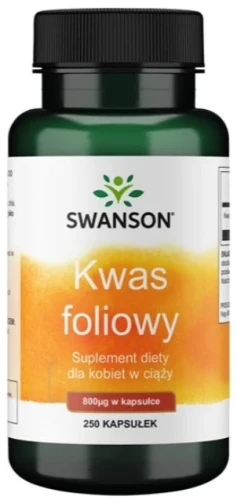Kwas foliowy 800mcg 250kaps, Swanson.webp