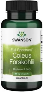 Swanson FS Coleus Forskohlii - Pokrzywa indyjska 400mg 60 kapsułek - Metabolizm Tłuszczów i Redukcja Tkanki Tłuszczowej