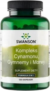 Swanson Cinnamon Gymnema Bulberry - Kompleks Cynamonu Gymnemy i Morwy 120 kapsułek - Regulacja Poziomu Cukru Apetyt Trawienie