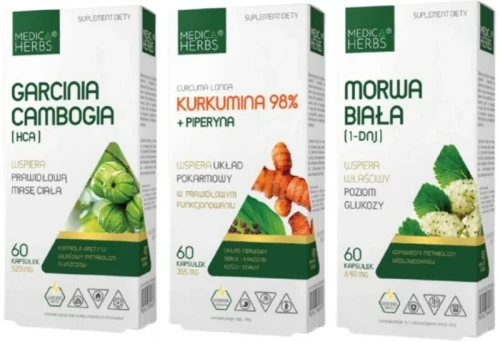 Ograniczenie apetytu - Garcinia Cambogia + Kurkumina + Piperyna + Morwa Biała, Medica Herbs.webp