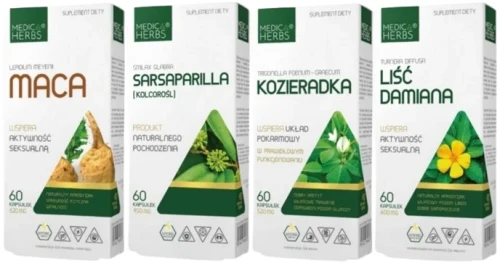 Dla mężczyzn - Sarsaparilla + Maca + Kozieradka + Liść Damiana, Medica Herbs.webp