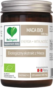 BeOrganic Maca ekstrakt BIO 500 mg 100 tabletek - Sprawność Seksualna i Płodność