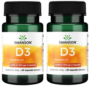 Zestaw 2x D3 Witamina D-3 4000IU 90 kaps, Swanson
