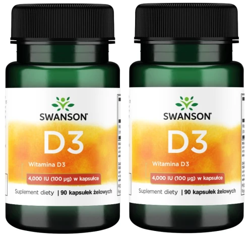 Zestaw 2x D3 Witamina D-3 4000IU 90 kaps, Swanson