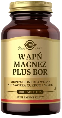 Wapń Magnez Plus Bor 100 tabletek, Solgar