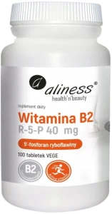 Aliness Witamina B2 R-5-P (ryboflawina) 40mg 100 tabletek VEGE - Wzrok Metabolizm Energetyczny i Układ Nerwowy