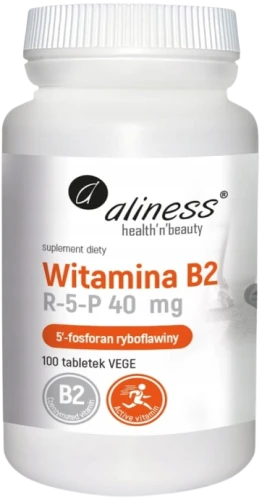 Witamina B2 R-5-P (ryboflawina) 40mg 100 Vege tabletek, Aliness