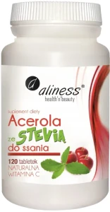 Aliness Acerola ze Stevią do ssania 120 tabletek - Zmniejszenie Uczucia Zmęczenia i Znużenia