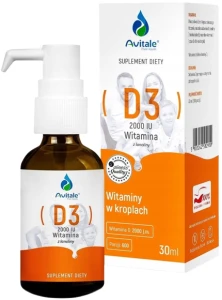 Aliness Avitale Witamina D3 2000 IU Z LANOLINY 30 ml - Wchłanianie Wapnia i Fosforu