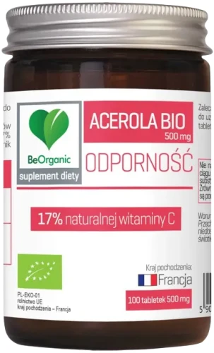 BeOrganic Acerola BIO 17% witaminy C, 500mg x 100 tabletek, Medicaline