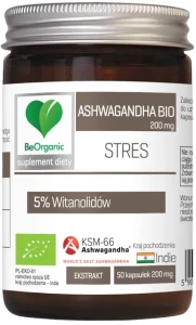 BeOrganic Ashwagandha KSM-66® 5% BIO 200mg 50 kapsułek - Dobre Samopoczucie Psychiczne i Fizyczne