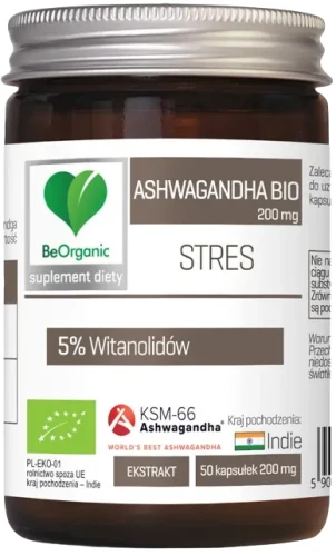 BeOrganic Ashwagandha KSM-66® 5% BIO, 200mg x 50 kaps, Medicaline