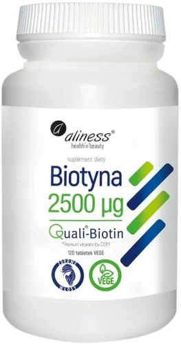 Biotyna 2500 mcg QualiBiotin® x 120 tabletek VEGE, Aliness