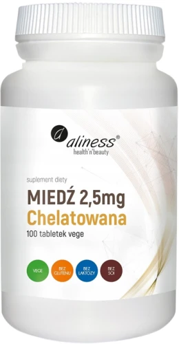 Miedź chelatowana 2,5 mg x 100 Vege tabs. Aliness
