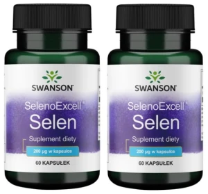 Zestaw 2x Swanson SelenoExcell Selen 200mcg 60 kapsułek - Skóra Włosy Paznokcie Odporność Tarczyca