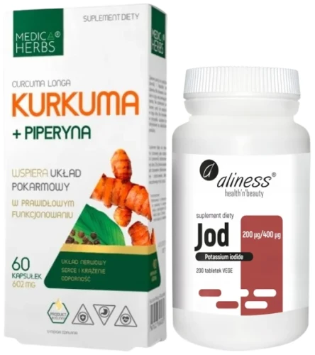 Zestaw Kurkuma + piperyna + Jod, Medica Herbs Aliness.webp