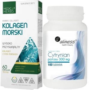 Zestaw Kolagen morski + Cytrynian potasu 300 mg x 100 tabletek VEGE, Medica Herbs/Aliness