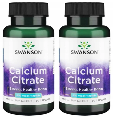 Zestaw 2x Calcium Citrate - Cytrynian wapnia 200mg 60 kaps, Swanson