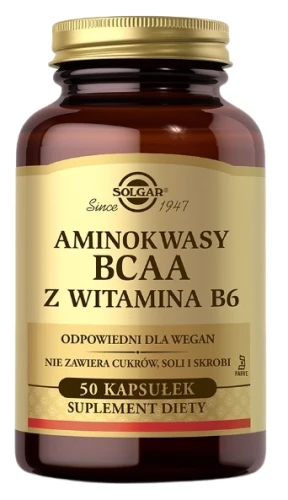 Aminokwasy BCAA z witaminą B6 50 kapsułek, Solgar