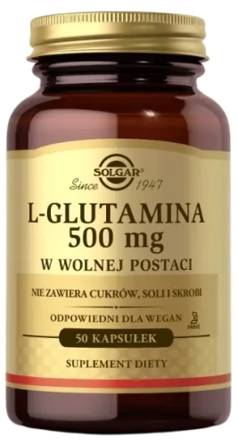 L-glutamina 500 mg 50 kapsułek, Solgar