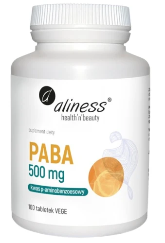 PABA (kwas p-aminobenzoesowy) 500mg 100 vege tabs. Aliness