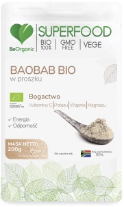 BeOrganic Baobab BIO - Mięśnie Odporność Kości i Zęby - Proszek 200 g