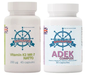 Witamina K2 MK-7 200 μg, 45 kapsułek + ADEK Complex 30 kapsułek, Navigator, GRATIS