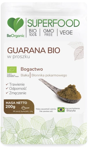 BeOrganic Guarana BIO w proszku 200g, Medicaline