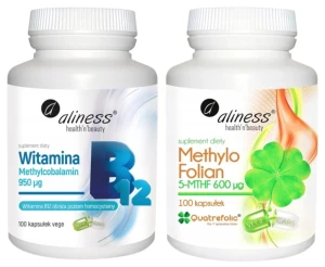 Zestaw Witamina B12 Methyl 950 µg VEGE + Kwas foliowy 5-MTHF 600 µg Methylo Folian Aliness