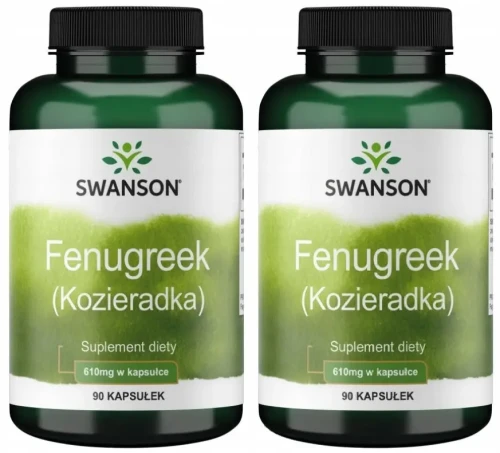 Zestaw 2x Fenugreek (Kozieradka) 610mg 90 kaps, Swanson