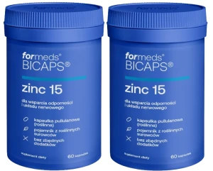 Zestaw 2x - ForMeds BICAPS ZINC 15 60 kapsułek - Włosy Skóra Paznokcie Kości 