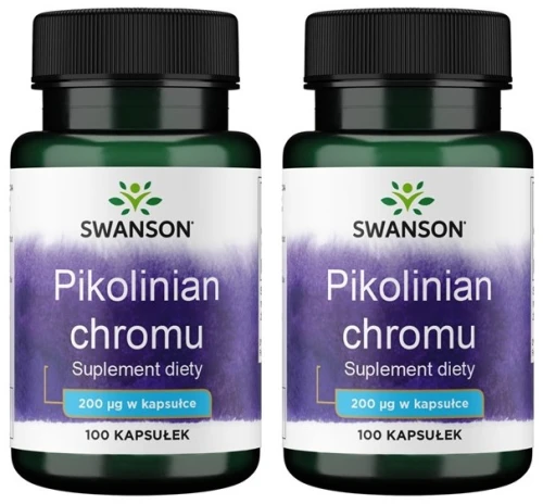Zestaw 2x Pikolinian chromu 200mcg 100kaps, Swanson