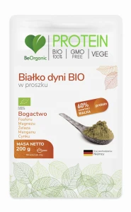 BeOrganic Białko dyni BIO - Wzrost Masy Mięśniowej Zdrowe Kości - Proszek 200 g