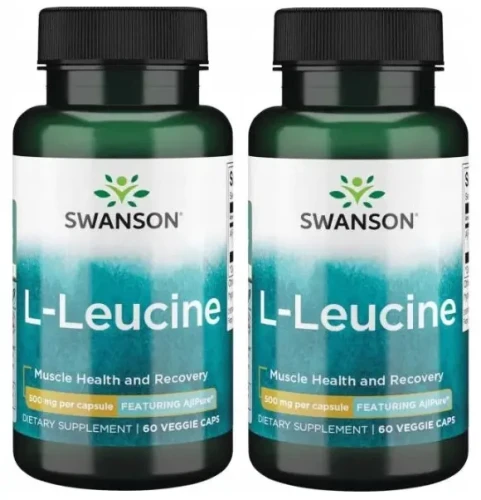 Zestaw 2x AjiPure L-leucyna L-Leucine 500mg 60 kaps, Swanson