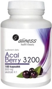 Aliness Acai Berry 3200 800 mg Ekstrakt 4:1 100 kapsułek - Antyoksydant Serce i Układ Krążenia