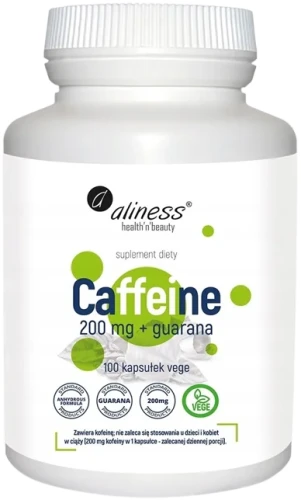 Caffeine 200 mg + guarana x 100 kapsułek vege, Aliness.webp