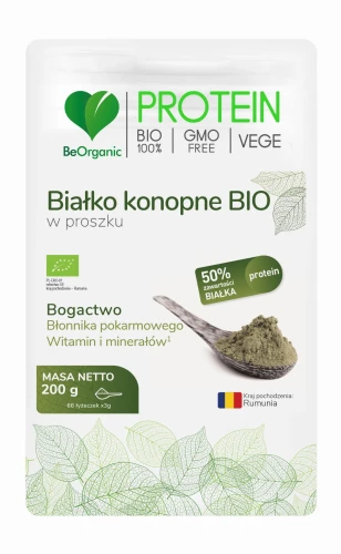 BeOrganic Białko konopne BIO w proszku 200g, Medicaline