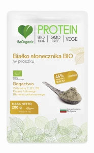 BeOrganic Białko słonecznika BIO - Mięśnie Dieta i Witalność - Proszek 200 g