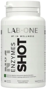 Lab One N°1 Enzymes SHOT 60 kapsułek - Trawienie Zmniejszenie Wzdęć i Gazów