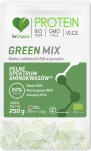 BeOrganic Green MIX białek roślinnych BIO - Dieta Roślinna Układ Pokarmowy i Mięśnie - Proszek 250 g