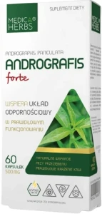 Medica Herbs Andrografis Forte 60 kapsułek - Przeziębienia i Infekcje Górnych Dróg Oddechowych 