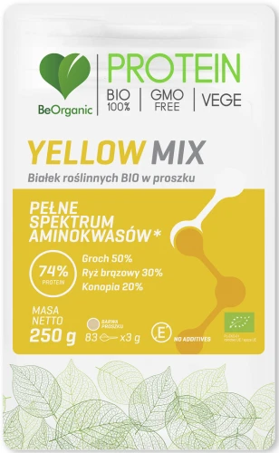 BeOrganic Yellow MIX białek roślinnych BIO w proszku 250g, Medicaline