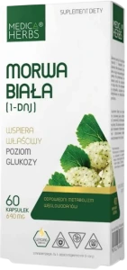 Medica Herbs Morwa biała (1-DNJ) 60 kapsułek - Prawidłowy Poziom Cukru we Krwi