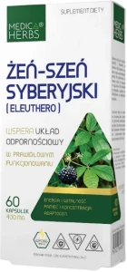 Medica Herbs Żeń – szeń syberyjski (Eleuthero) 60 kapsułek - Odporność Koncentracja Pamięć i Witalność
