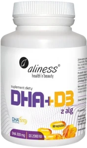 Aliness Omega DHA 300 mg z alg + D3 2000IU 60 kapsułek - Odporność Krążenie