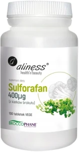 Aliness Sulforafan z kiełków brokułu 400 µg 100 tabletek VEGE - Antyoksydacja Przeciwzapalne