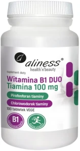 Aliness Witamina B1 (Tiamina) DUO 100 mg 100 tabletek VEGE - Układ Nerwowy Funkcje Psychologiczne i Serce