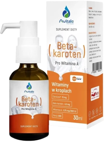 Krople Avitale, Naturalny BetaKaroten CaroCare® 4,5 mg (Prowitamina A) x 30 ml, Aliness.webp